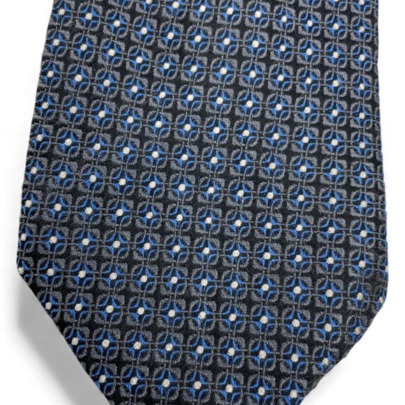 Perry Ellis Silk Tie Geometric Blue Tall Long 3.5" x 70" - Picture 3 of 6